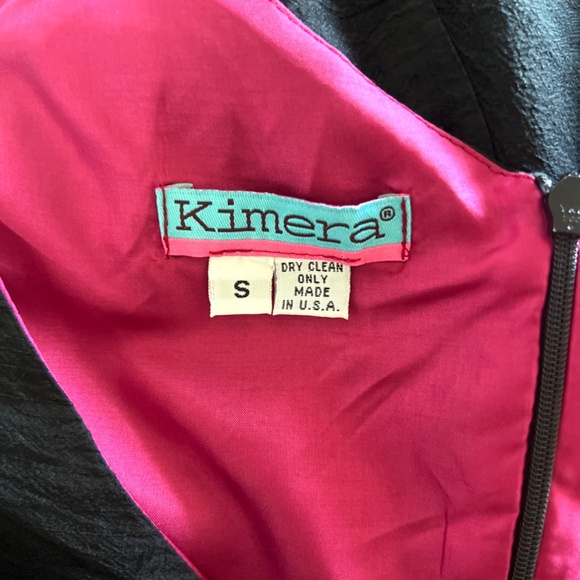 Kimera Black Silk Shantung Asymmetrical Midi Dress with Pink Poly Lining Size S - Picture 11 of 11